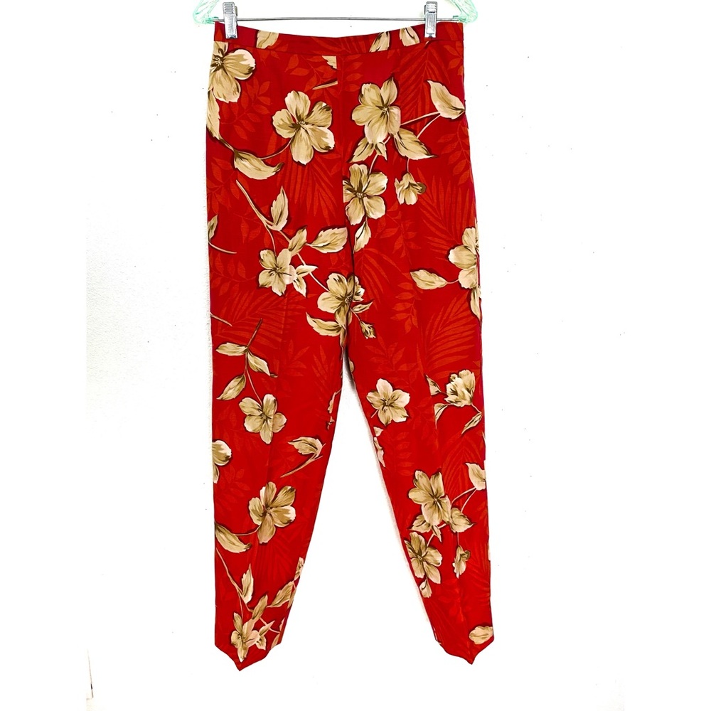 TALBOT'S Orange Floral, High Rise 57% Silk and 48% Linen Fully Lined Pant Size 8